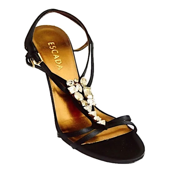 🏷️ NWT  Escada Swarovski Crystal Embellished Heels - Picture 2 of 14